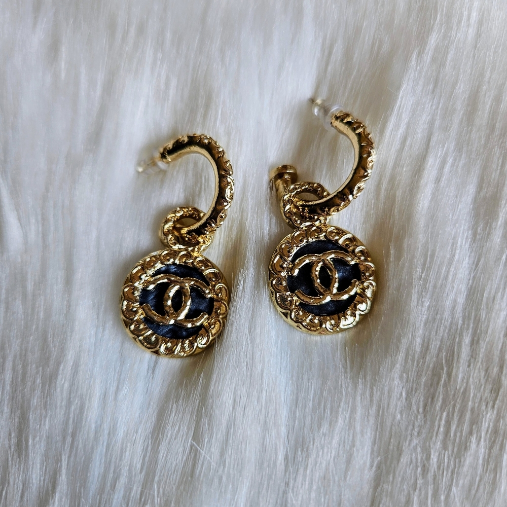 Gold and Black  Earrings